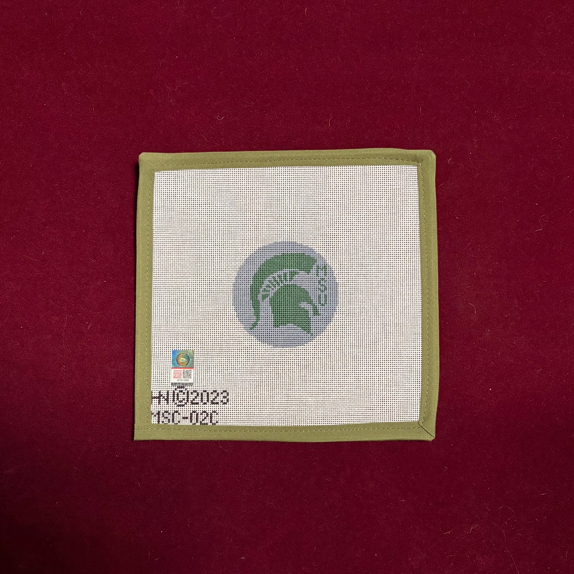 Collegiate Series 3" Round Michigan State-Canvas-Hedgie Needlepoint Wholesale-The Pepper Pot