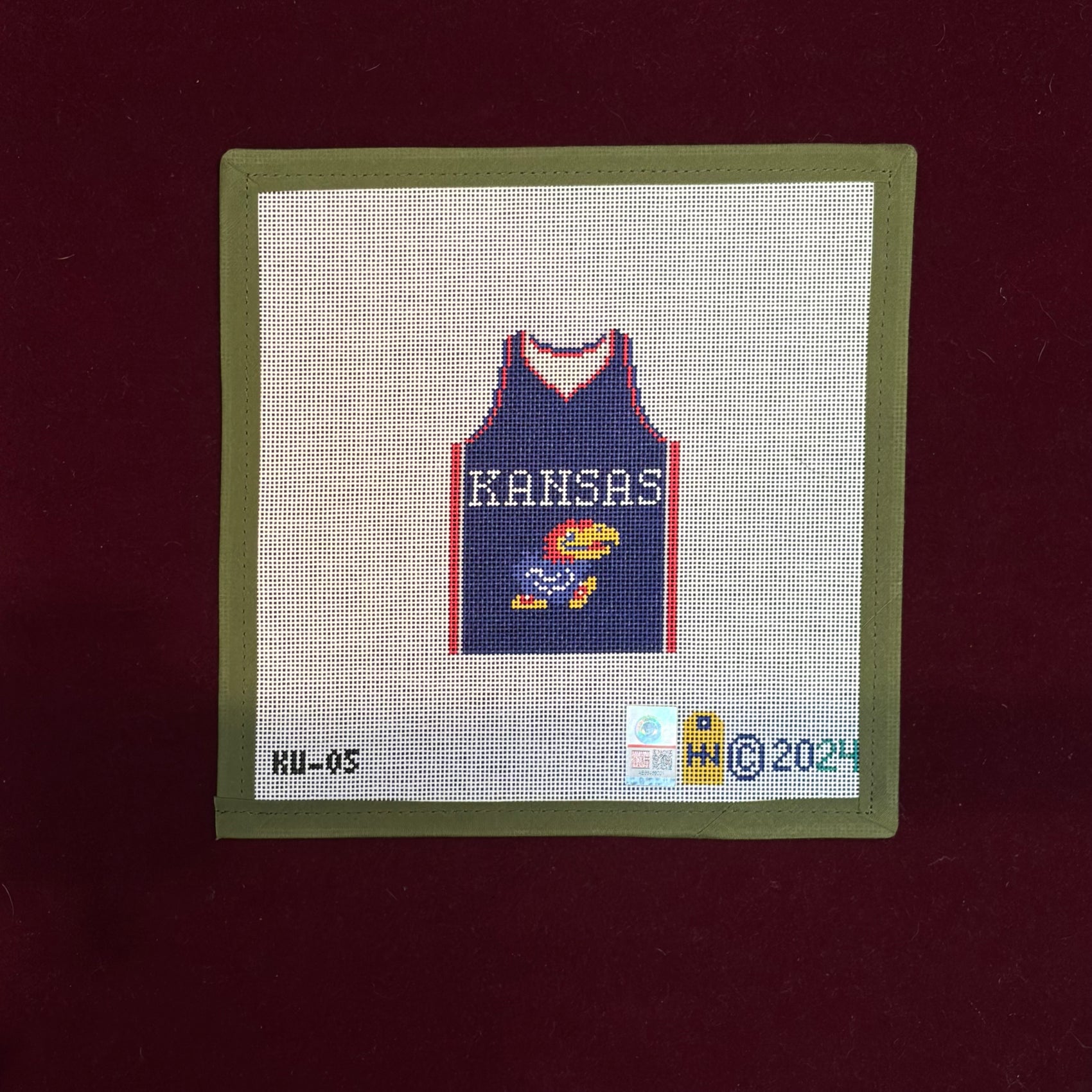 Collegiate Series Basketball Jersey Kansas-Canvas-Hedgie Needlepoint Wholesale-The Pepper Pot