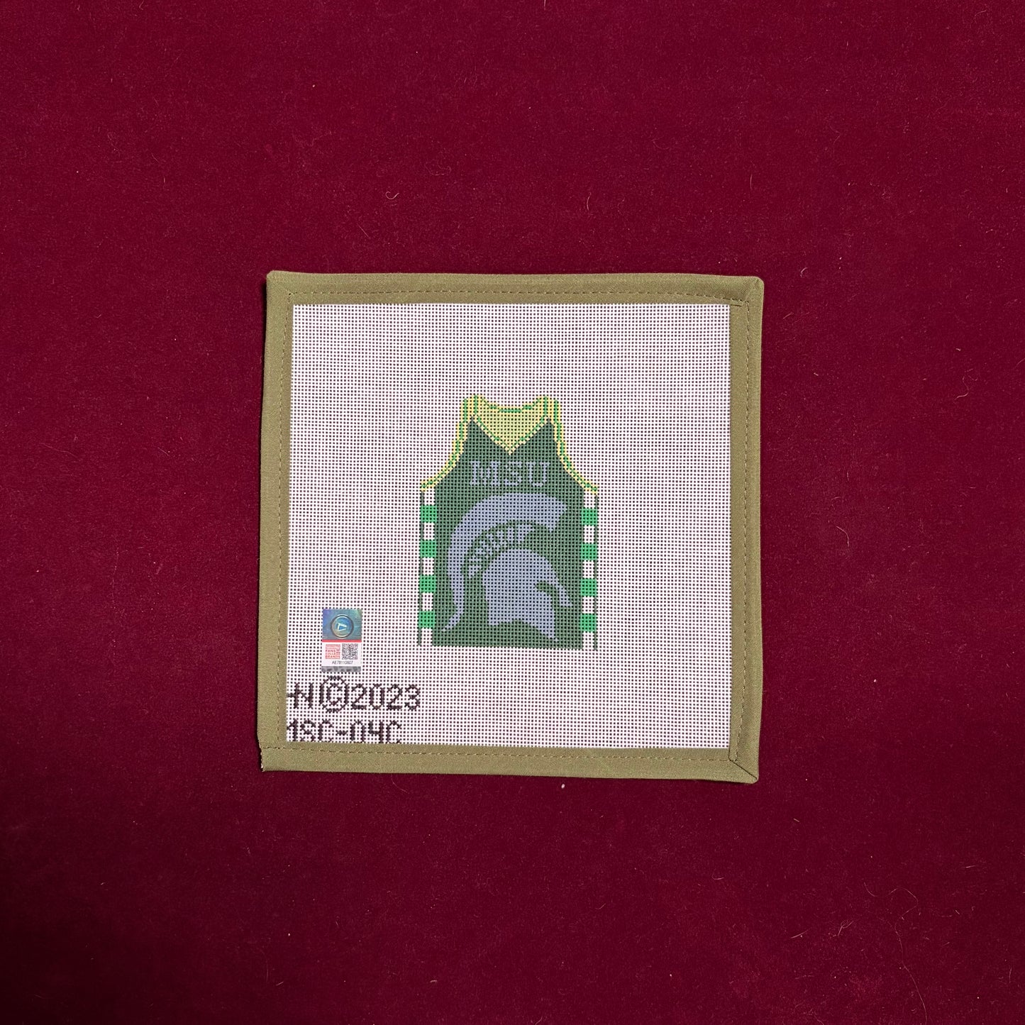 Collegiate Series Basketball Jersey Michigan State-Canvas-Hedgie Needlepoint Wholesale-The Pepper Pot