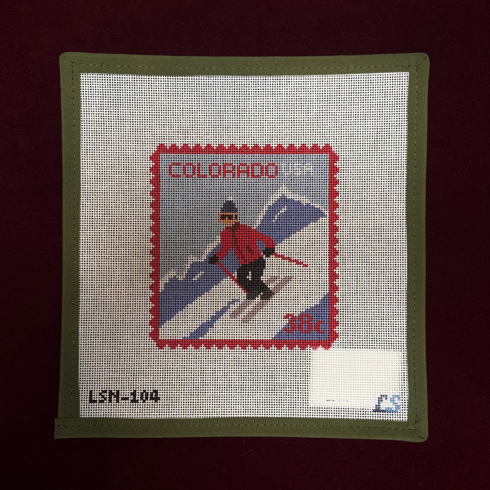 Colorado Postage Stamp-Needlepoint Canvas-Lake Shore Needlepoint-The Pepper Pot Barrington, IL