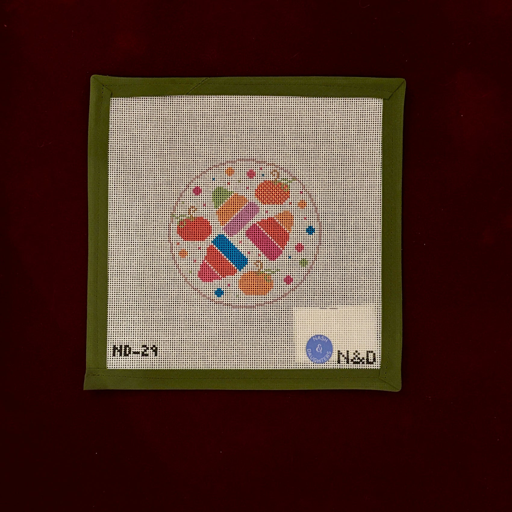 Colorful Candy Corn Round-Needlepoint Canvas-Nash and Daughters-The Pepper Pot Barrington, IL