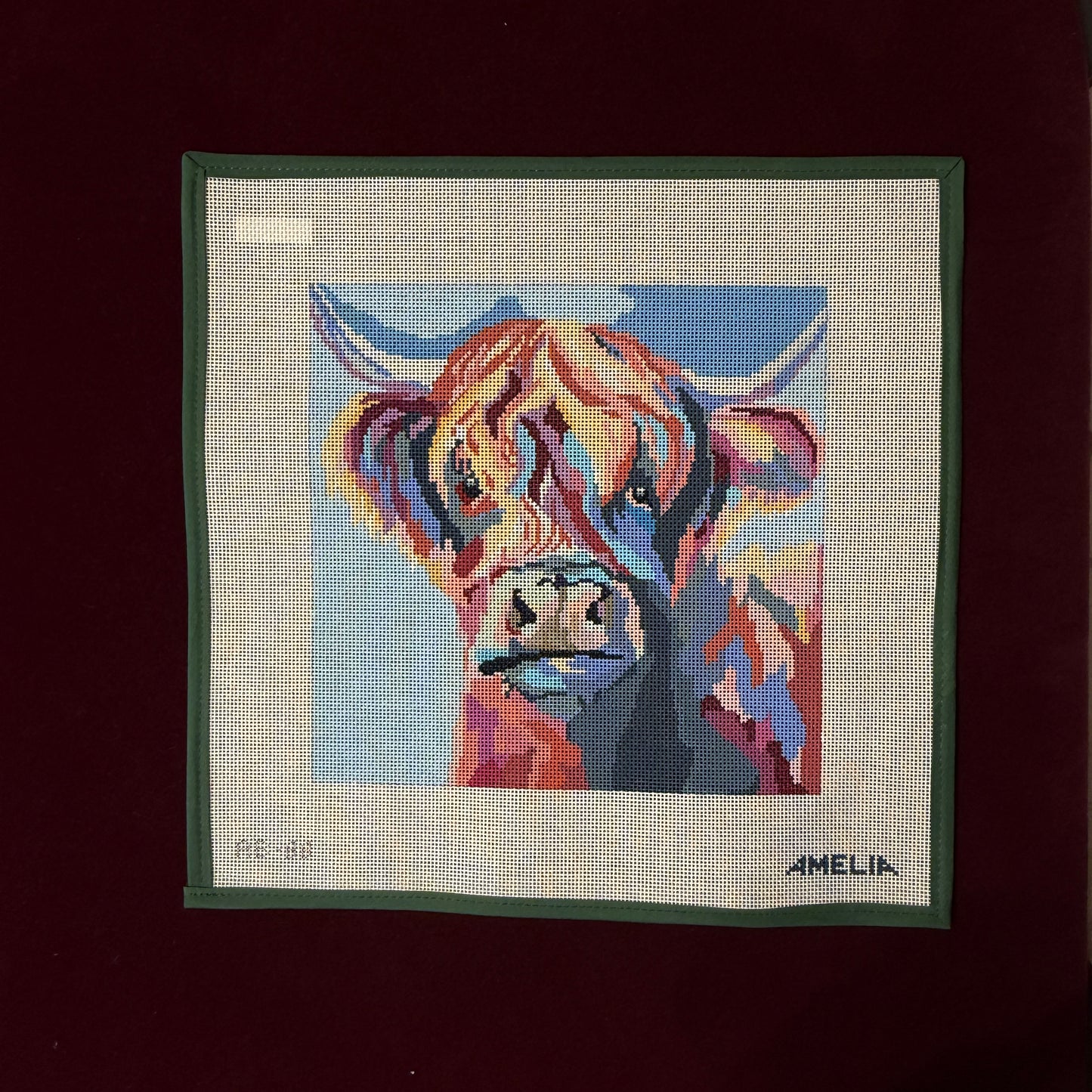 Colorful Highland Cow Pillow-Canvas-The Gingham Stitchery-The Pepper Pot