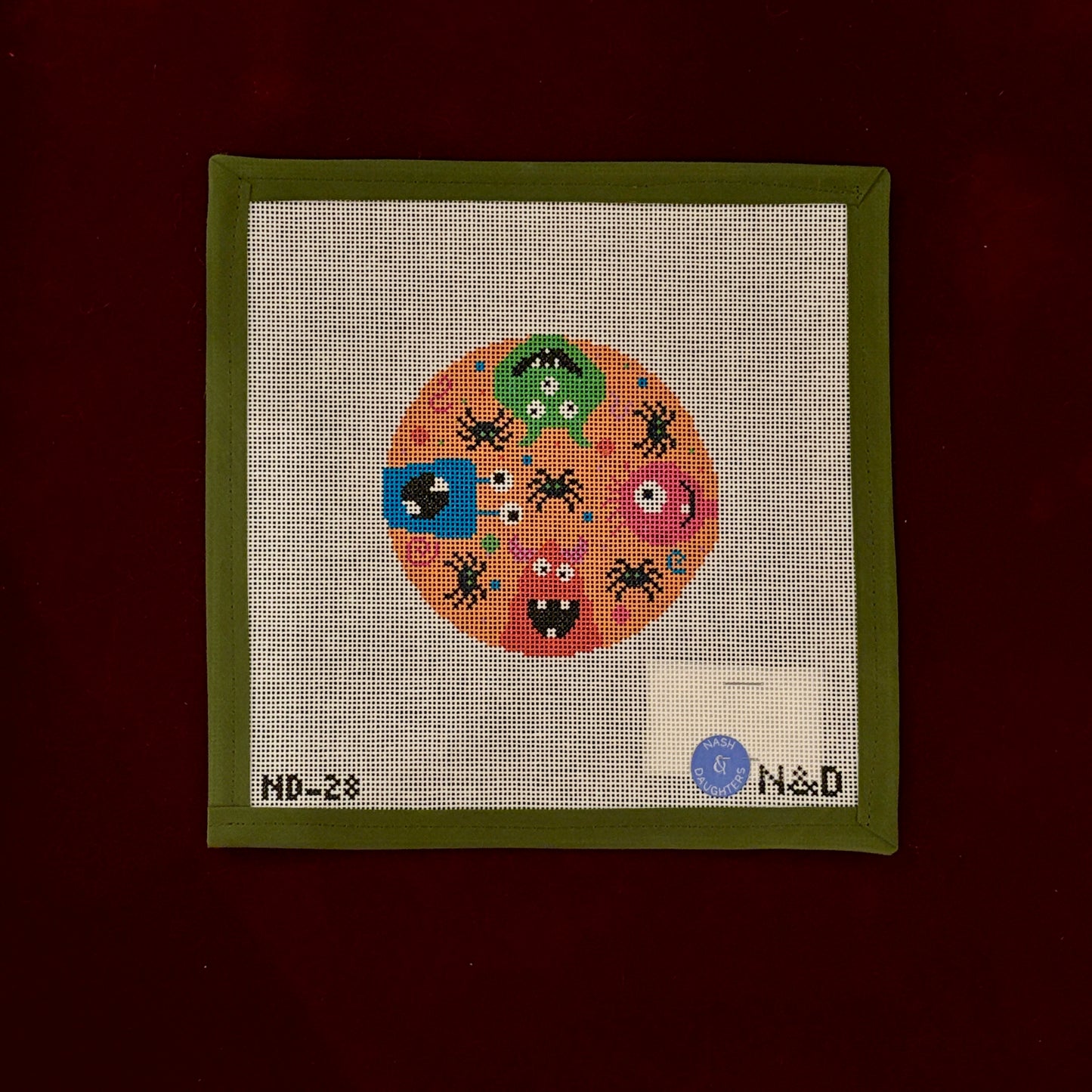 Colorful Monster Round-Needlepoint Canvas-Nash and Daughters-The Pepper Pot Barrington, IL