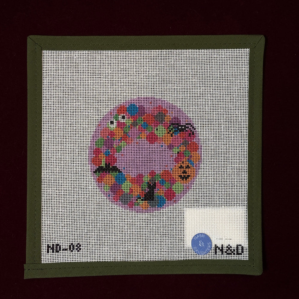 Colorful Spooky Wreath-Needlepoint Canvas-Nash and Daughters-The Pepper Pot Barrington, IL