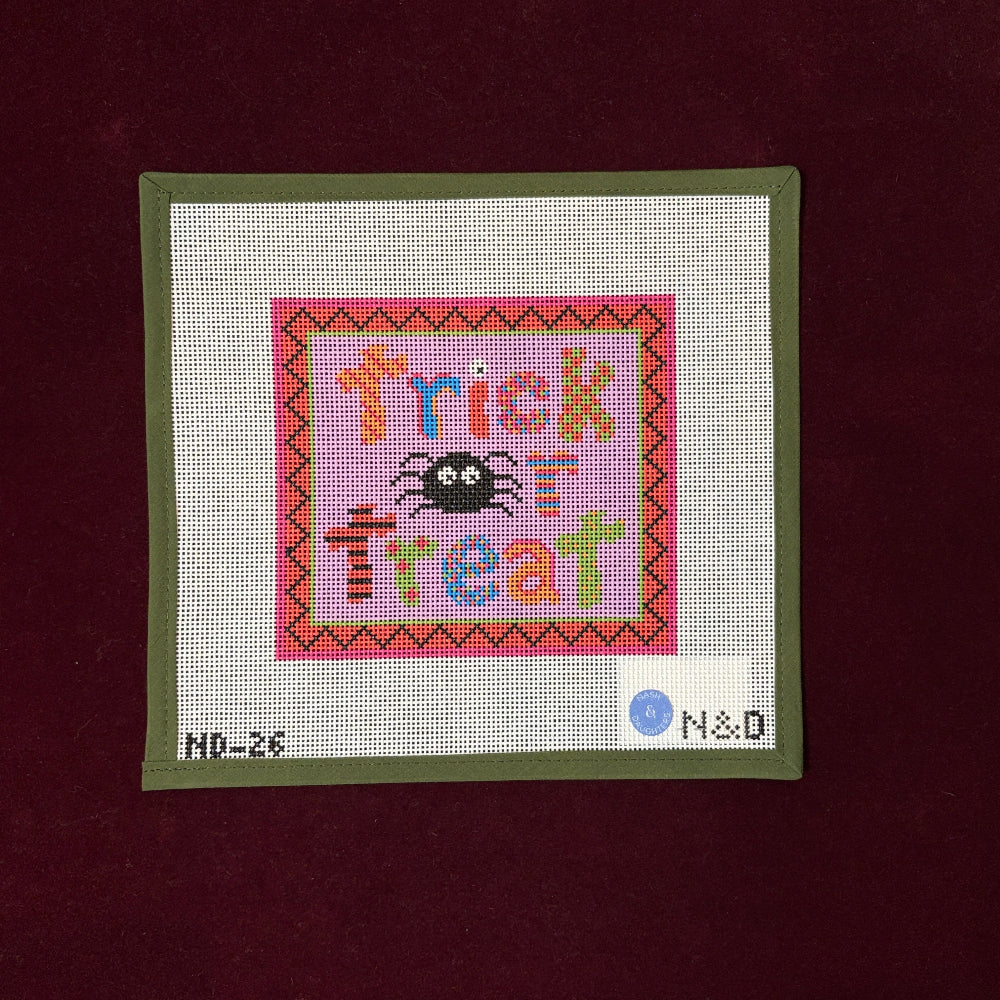 Colorful Trick or Treat Sign-Needlepoint Canvas-Nash and Daughters-The Pepper Pot Barrington, IL