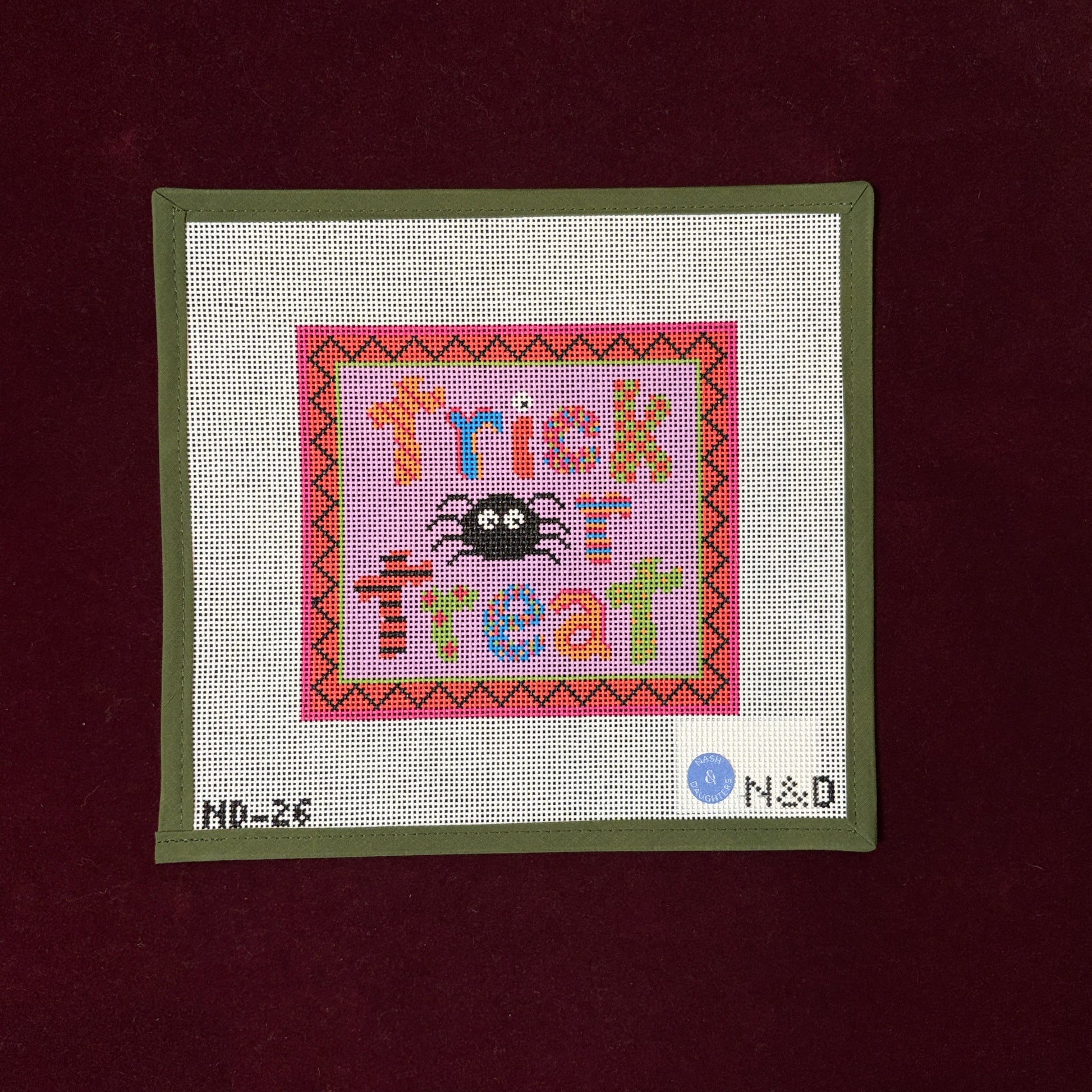 Colorful Trick or Treat Sign-Needlepoint Canvas-Nash and Daughters-The Pepper Pot Barrington, IL