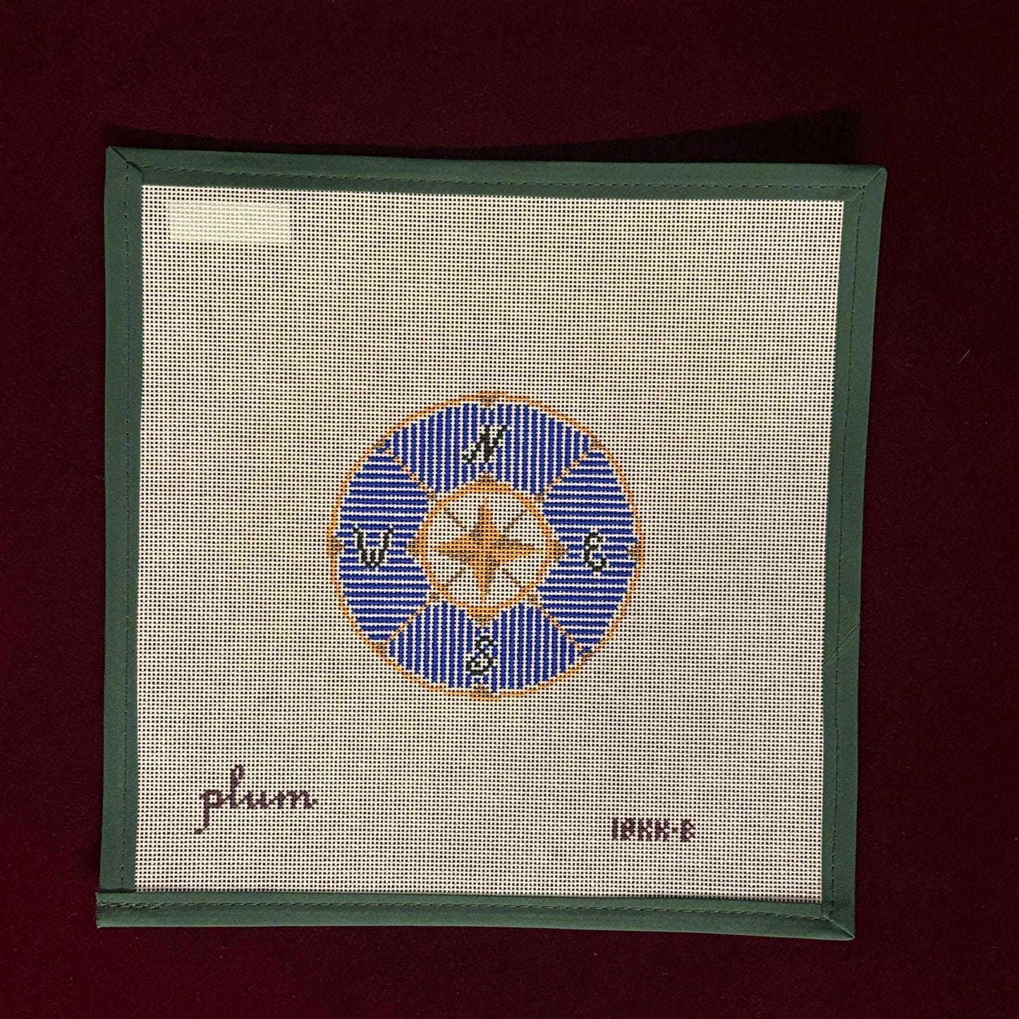 Compass in Blue-Canvas-Plum Stitchery-The Pepper Pot