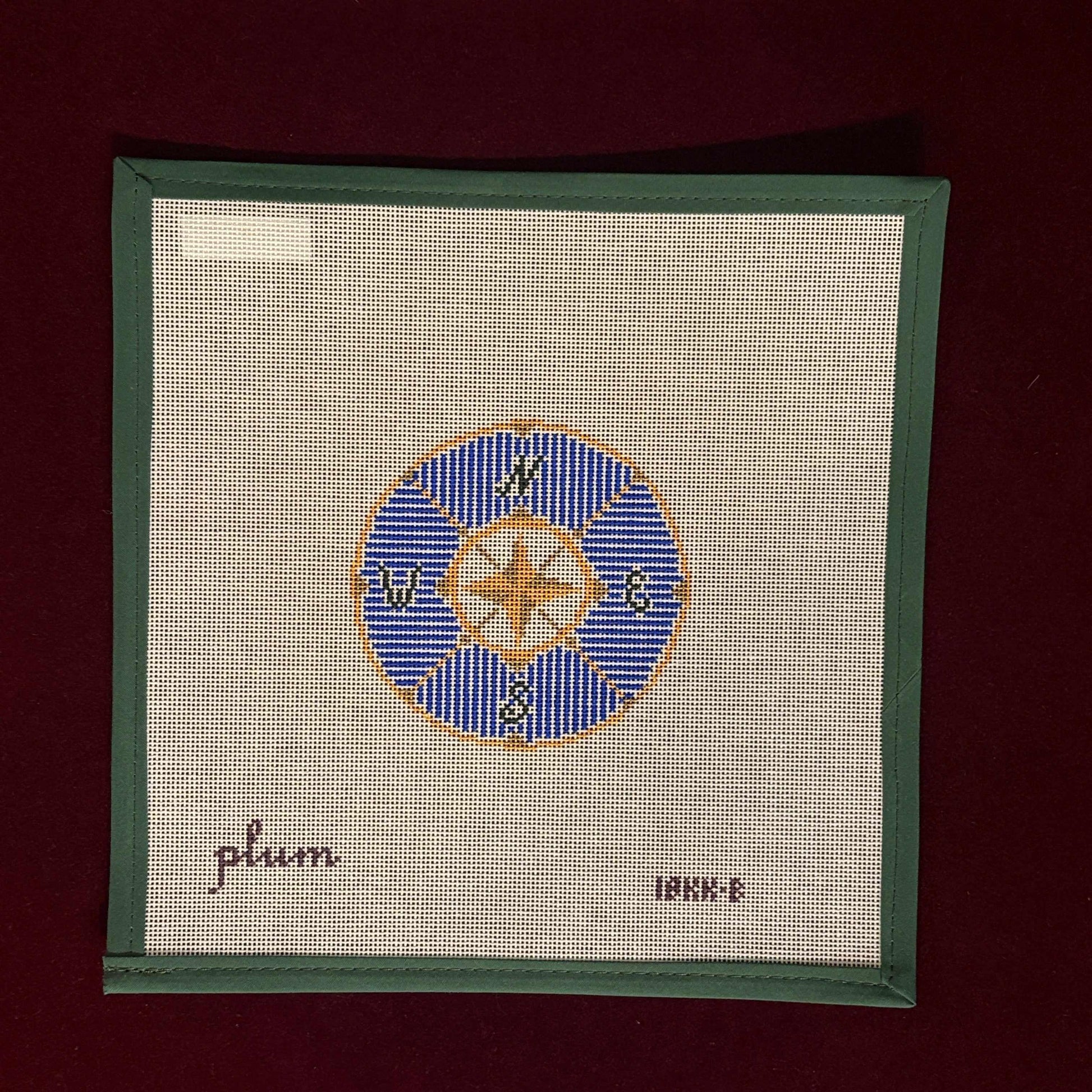 Compass in Blue-Canvas-Plum Stitchery-The Pepper Pot