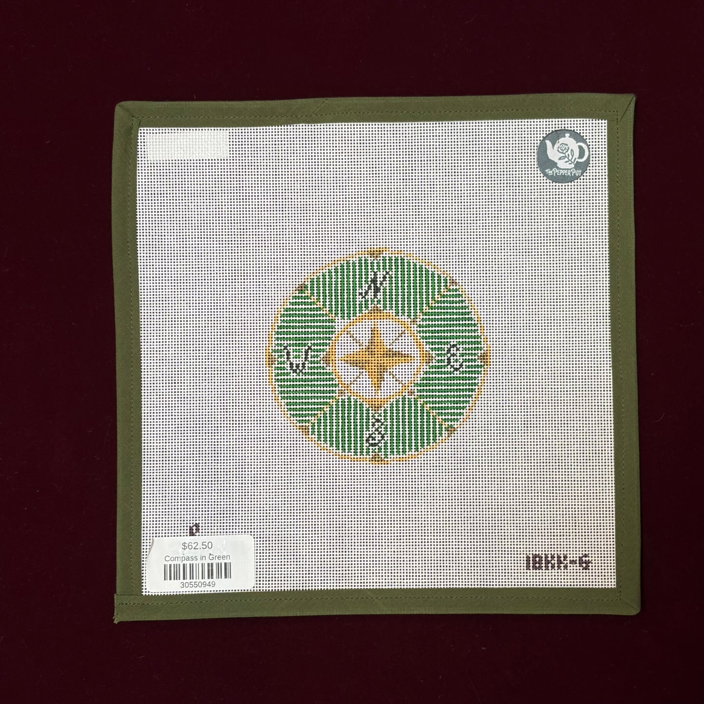 Compass in Green-Canvas-Plum Stitchery-The Pepper Pot