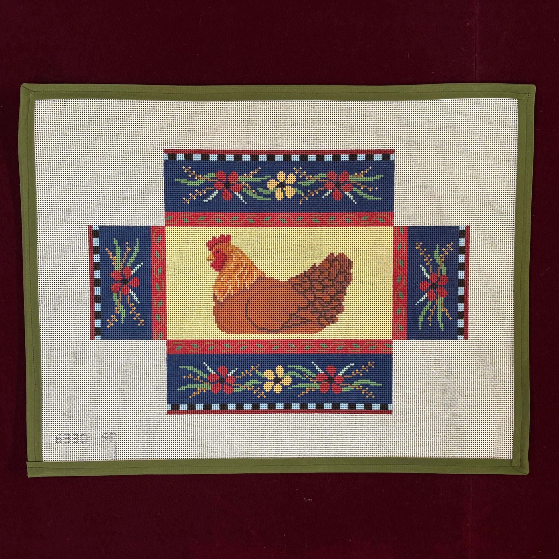 Country French Chicken Brick Cover-Canvas-Susan Roberts Needlepoint-The Pepper Pot