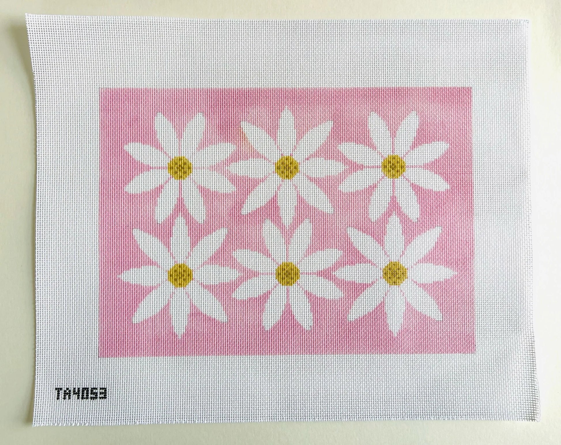 Courteney Six Flowers Canvas - Pink and Gold August Trunk Show-Needlepoint Canvas-KCN Designers-The Pepper Pot Barrington, IL