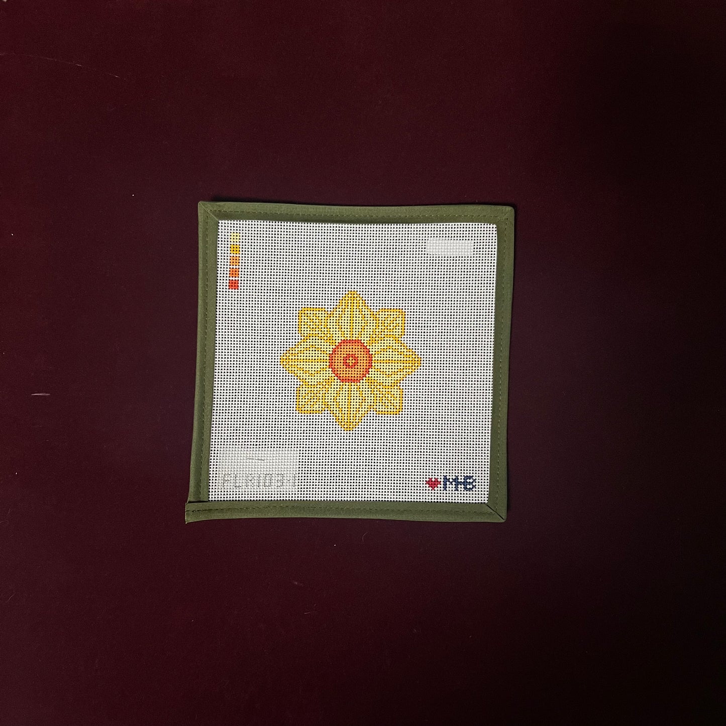 Daffodil 4x4-Needlepoint Canvas-Love MHB-The Pepper Pot Barrington, IL