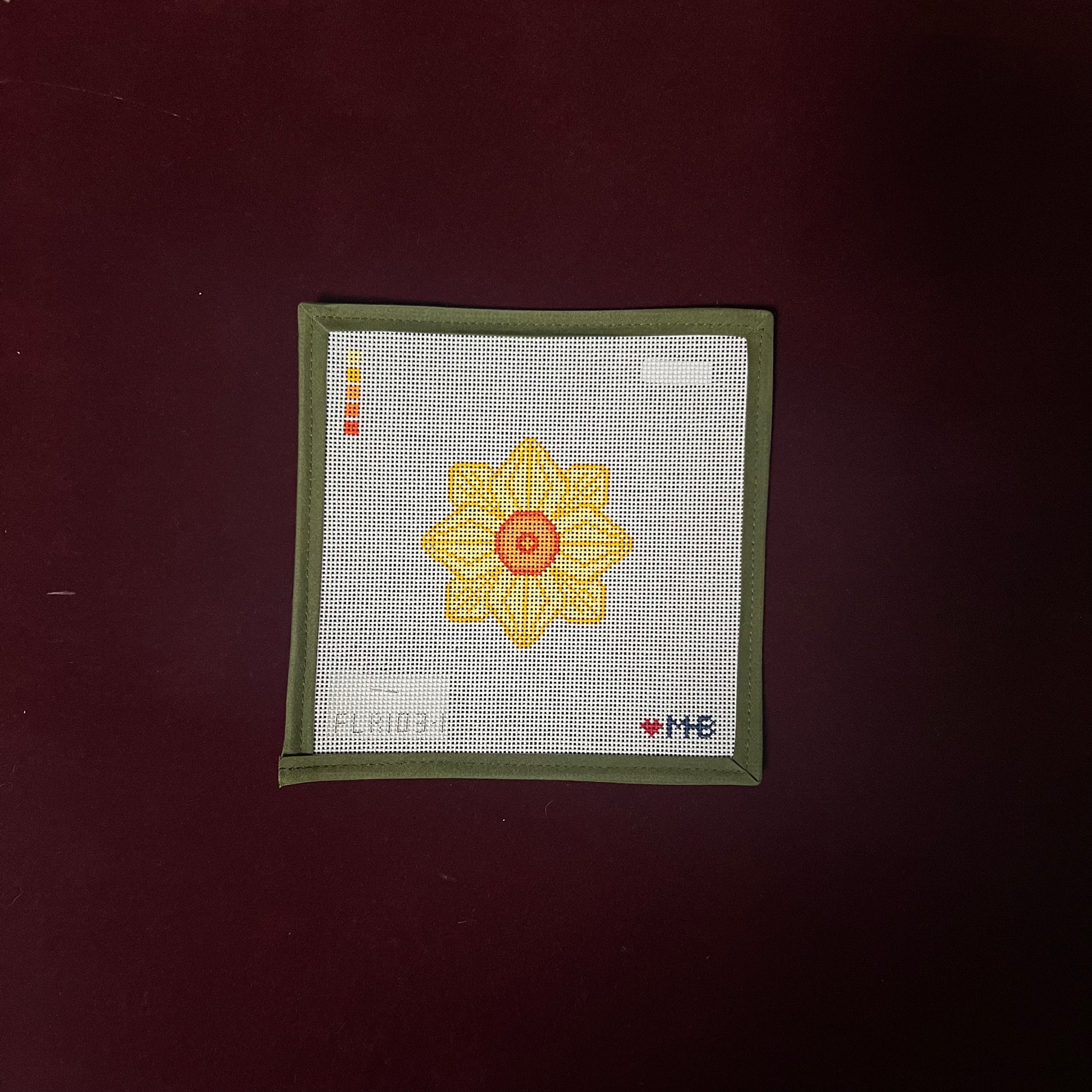 Daffodil 4x4-Needlepoint Canvas-Love MHB-The Pepper Pot Barrington, IL