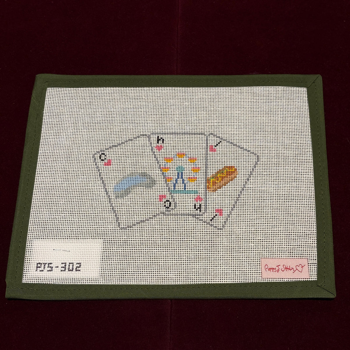 Destination Playing Cards, CHI-Needlepoint Canvas-Poppy J-The Pepper Pot Barrington, IL
