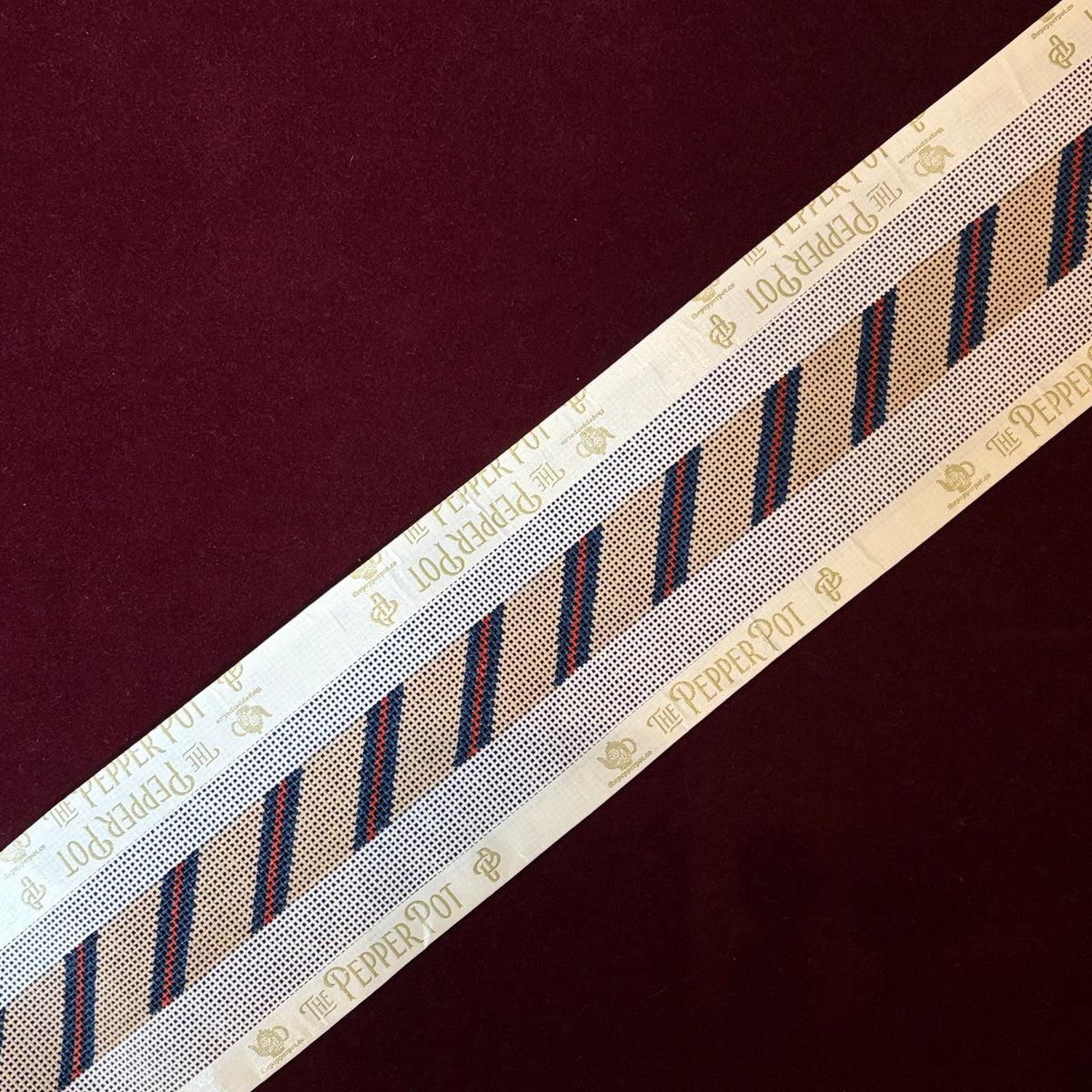 Diagonal Stripes-Navy & Red Belt-Needlepoint Canvas-Elm Tree-The Pepper Pot Barrington, IL