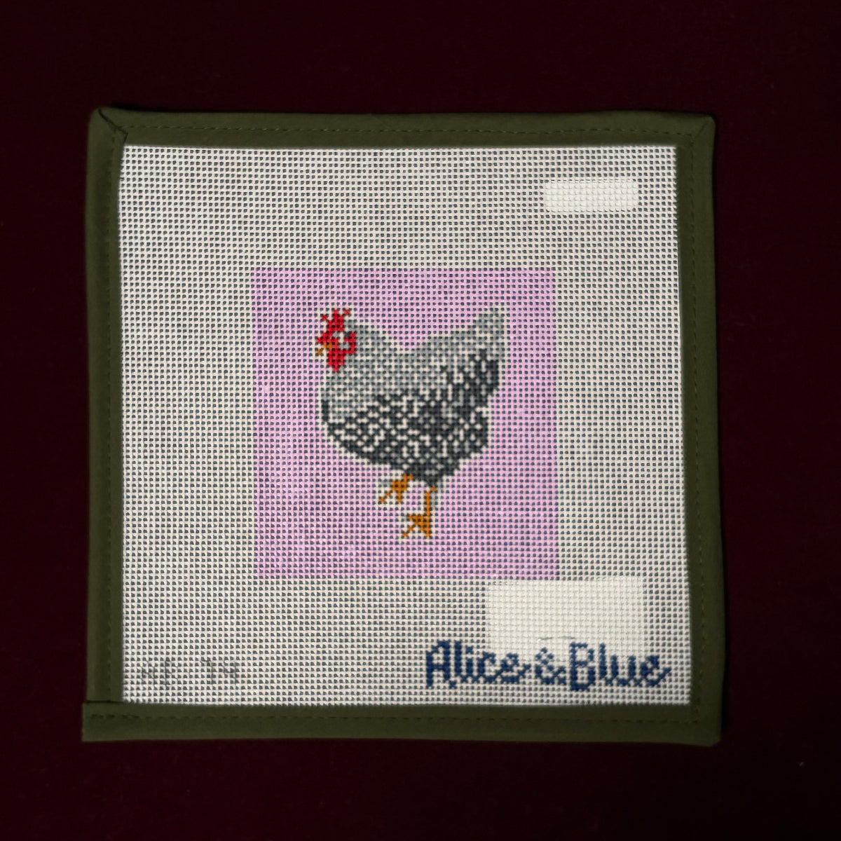Diego Barred Rock Chicken Coaster-Needlepoint Canvas-Alice & Blue-The Pepper Pot Barrington, IL