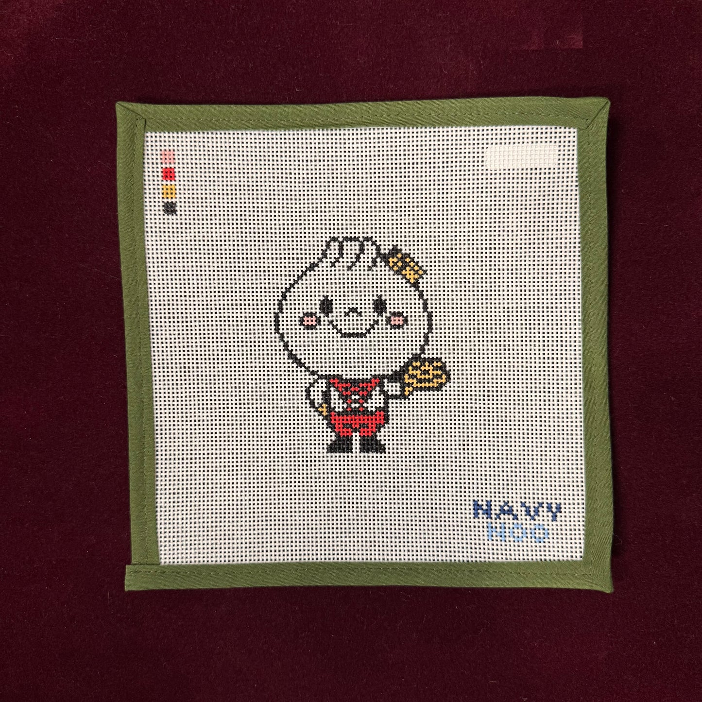 Dim Sum Man-Needlepoint Canvas-Navy Noo-The Pepper Pot Barrington, IL