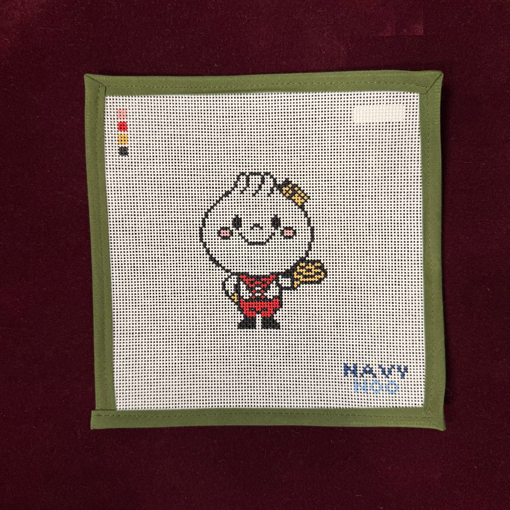 Dim Sum Man-Needlepoint Canvas-Navy Noo-The Pepper Pot Barrington, IL