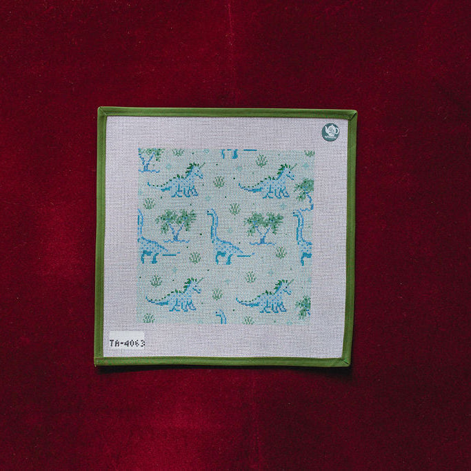 Dinosaur Square Canvas - Blue-Canvas-Thorn Alexander-The Pepper Pot