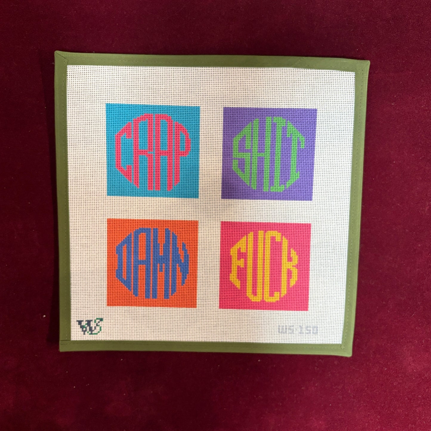 Dirty Coasters - Colorblock-Needlepoint Canvas-Wipstitch-The Pepper Pot Barrington, IL