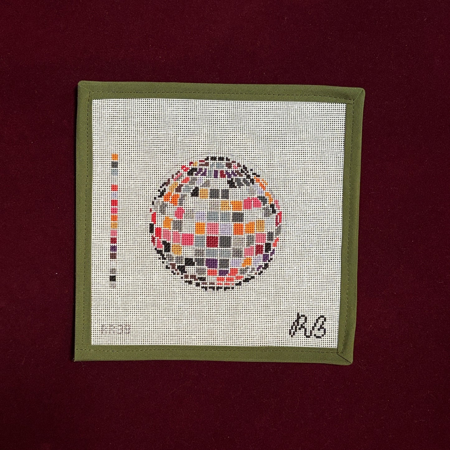 Disco Ball- Warm Tones-Needlepoint Canvas-Rachel Barri-The Pepper Pot Barrington, IL