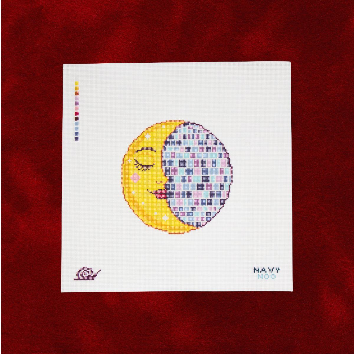 Disco Moon-Needlepoint Canvas-Silk Snail-The Pepper Pot Barrington, IL