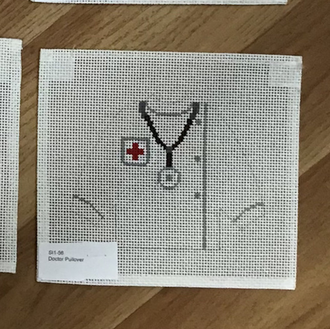 Doctor Pullover August Trunk Show-Needlepoint Canvas-KCN Designers-The Pepper Pot Barrington, IL