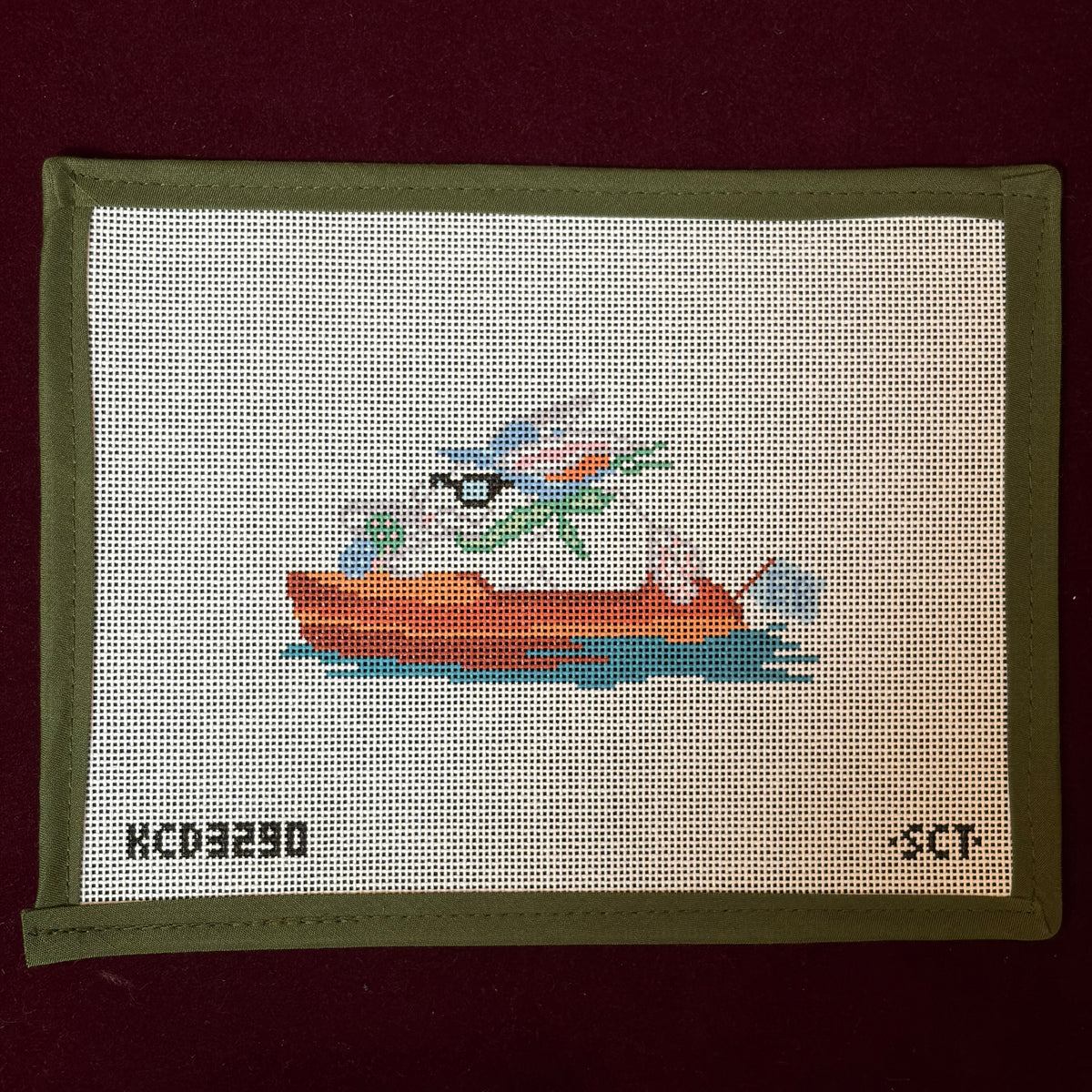 Dolce Vita Wooden Boat Club Bunny-Needlepoint Canvas-KCN Designers-The Pepper Pot Barrington, IL