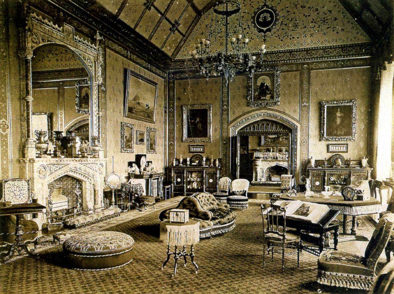 Vintage interior of a grand room with ornate decor, furniture, and decorative elements.  | The Pepper Pot Barrington, IL 