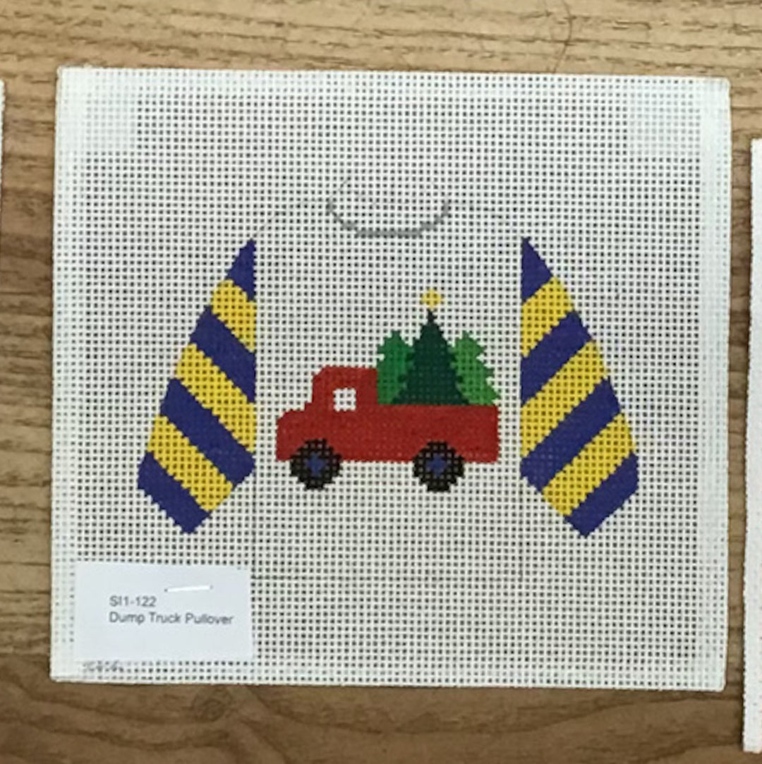 Dump Truck Pullover August Trunk Show-Needlepoint Canvas-KCN Designers-The Pepper Pot Barrington, IL