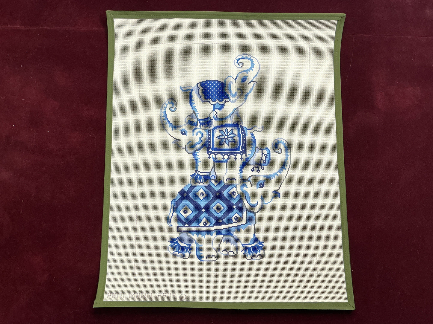 Elephant in a stack of 3-Needlepoint Canvas-Patti Mann-The Pepper Pot Barrington, IL