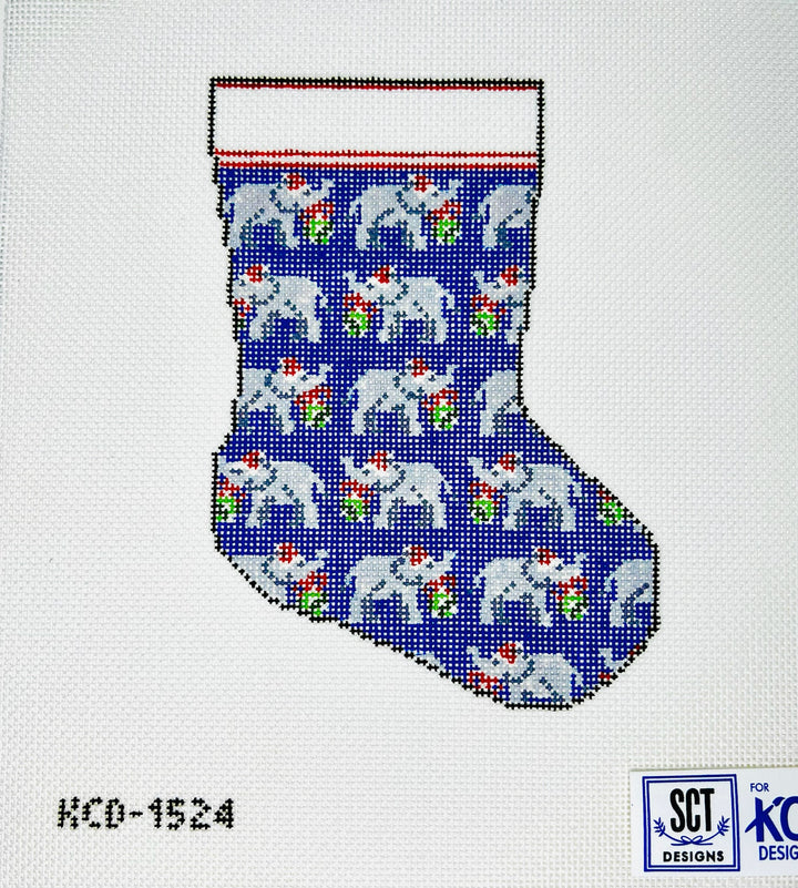 Elephant Mini Sock Canvas August Trunk Show-Needlepoint Canvas-KCN Designers-The Pepper Pot Barrington, IL
