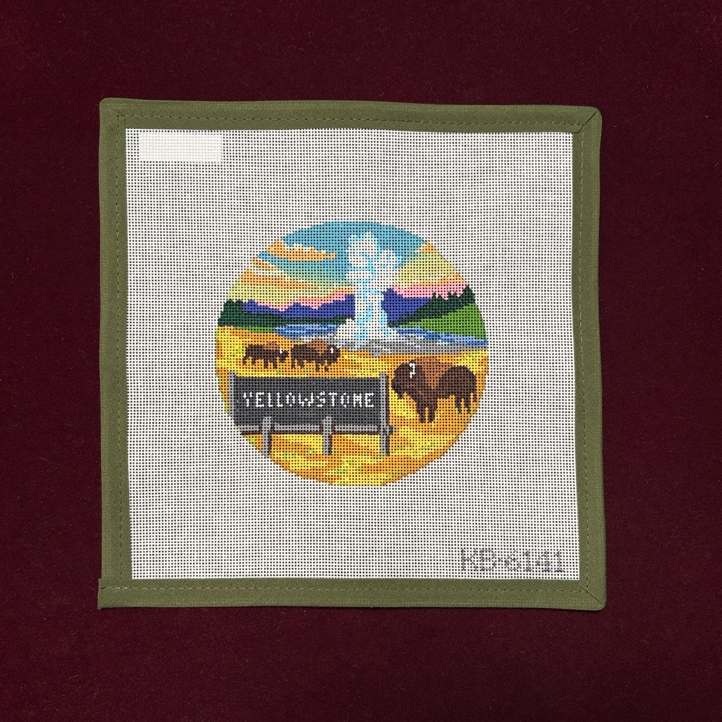 Explore America - Yellowstone-Needlepoint Canvas-Bradley Needlepoint-The Pepper Pot Barrington, IL