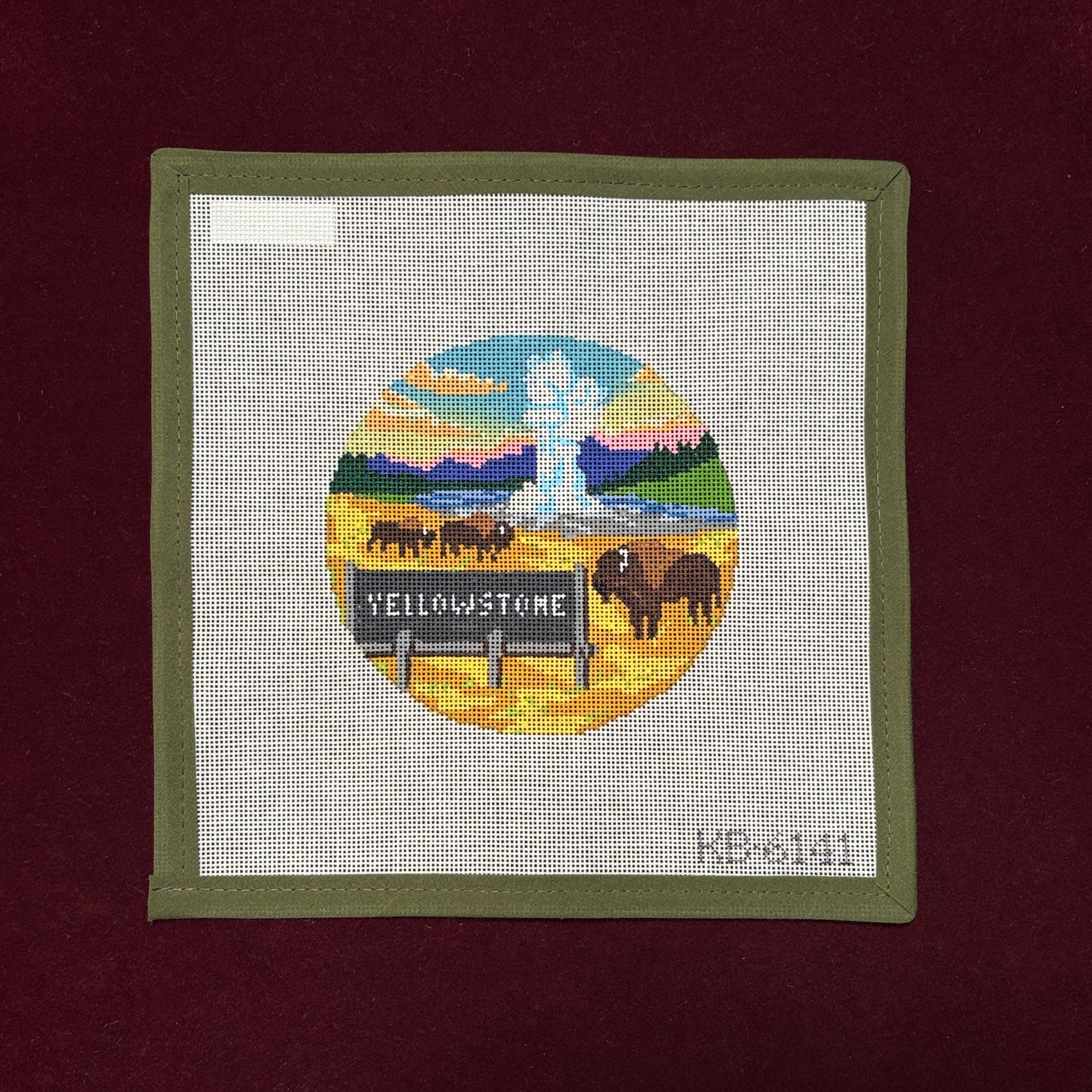 Explore America - Yellowstone-Needlepoint Canvas-Bradley Needlepoint-The Pepper Pot Barrington, IL