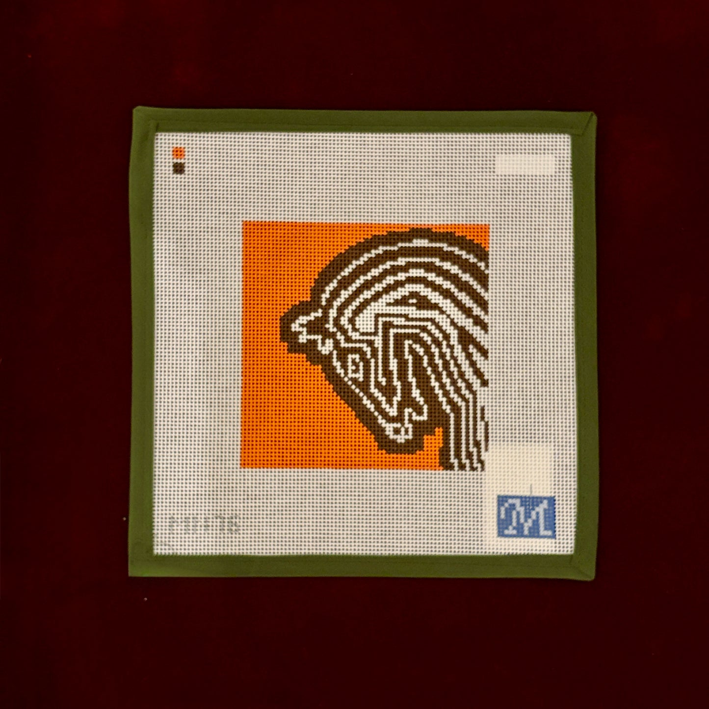 Faubourg Horse Square Orange-Needlepoint Canvas-Maura Nolan-The Pepper Pot Barrington, IL