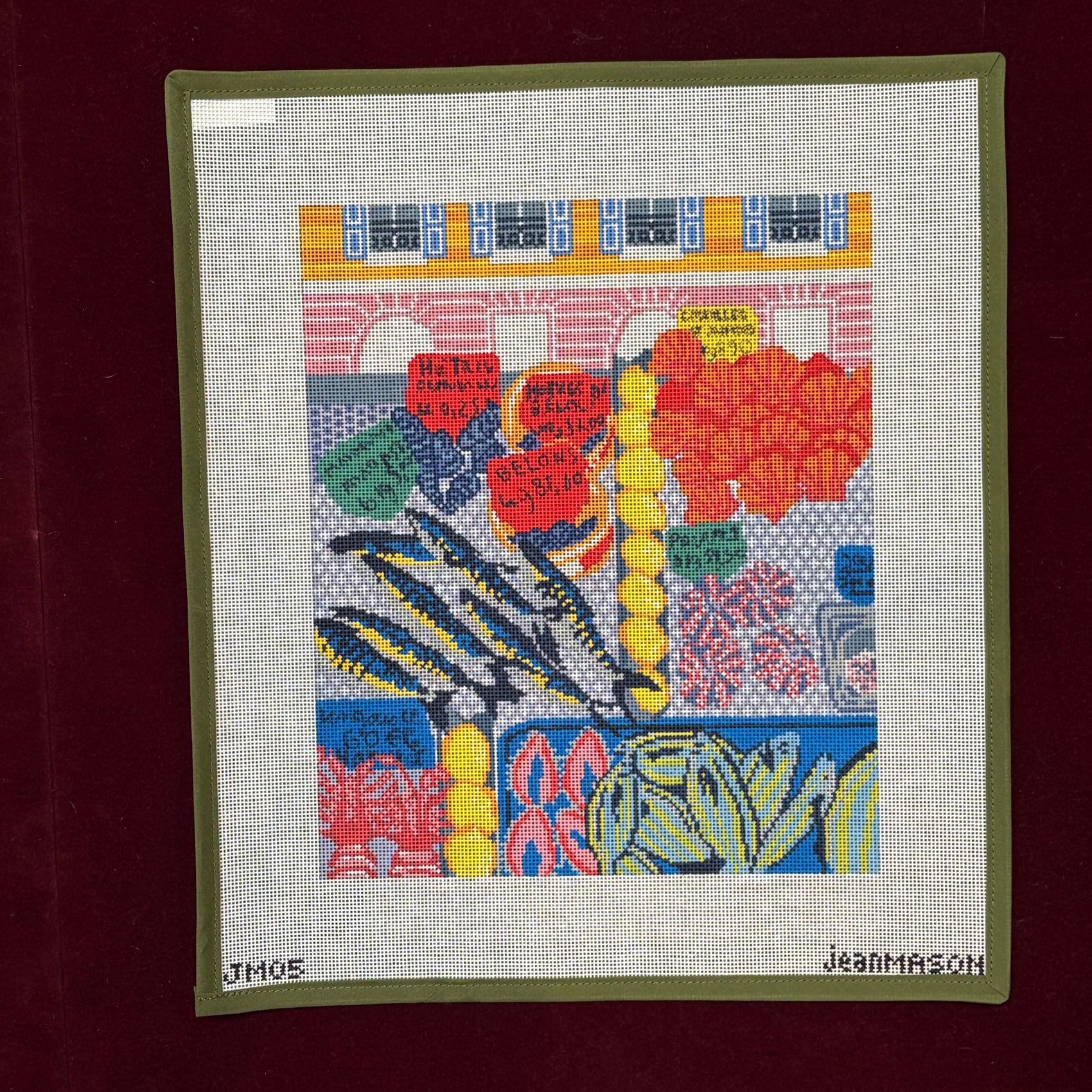 Fish Market-Canvas-Stitch Style Needlepoint-The Pepper Pot