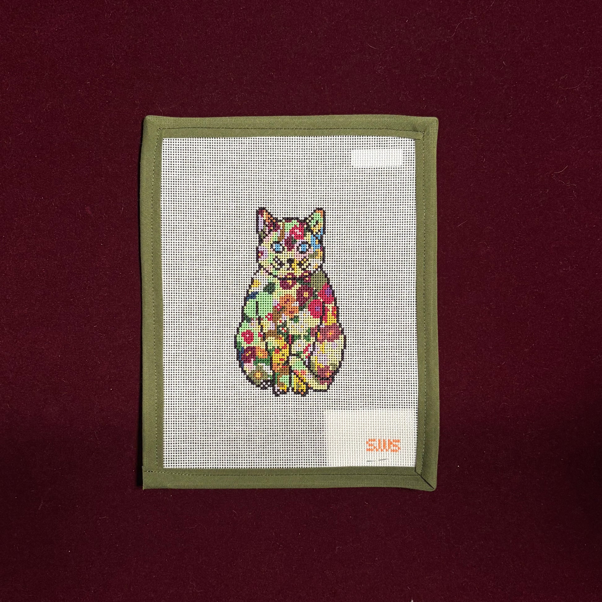 Floral Cat - 18 Mesh-Canvas-Stitching with Stacey-The Pepper Pot