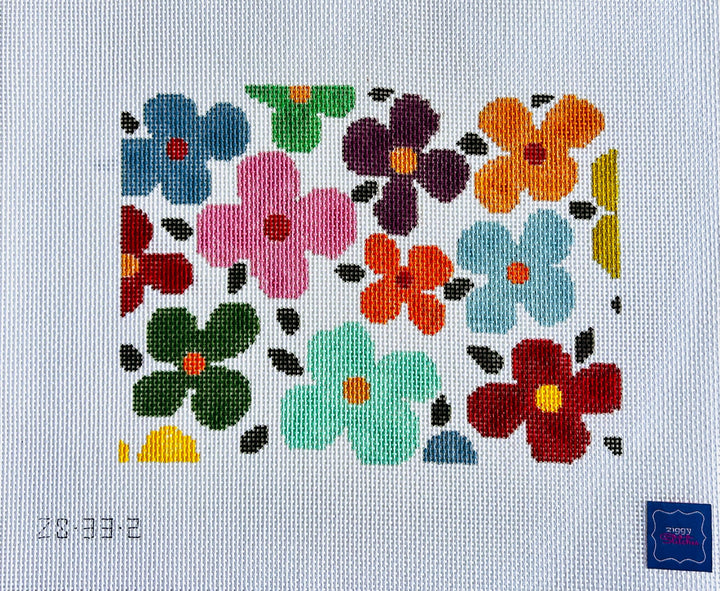 Flower Power Rainbow Canvas August Trunk Show-Needlepoint Canvas-KCN Designers-The Pepper Pot Barrington, IL