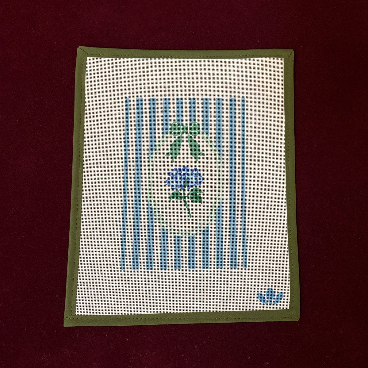 Flower Stripes - Hydrangea-Needlepoint Canvas-Three Petals Needlepoint-The Pepper Pot Barrington, IL