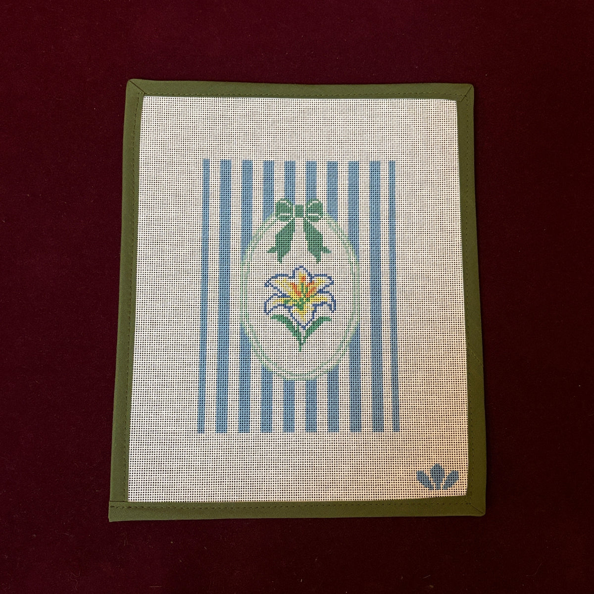 Flower Stripes - Lilly-Needlepoint Canvas-Three Petals Needlepoint-The Pepper Pot Barrington, IL