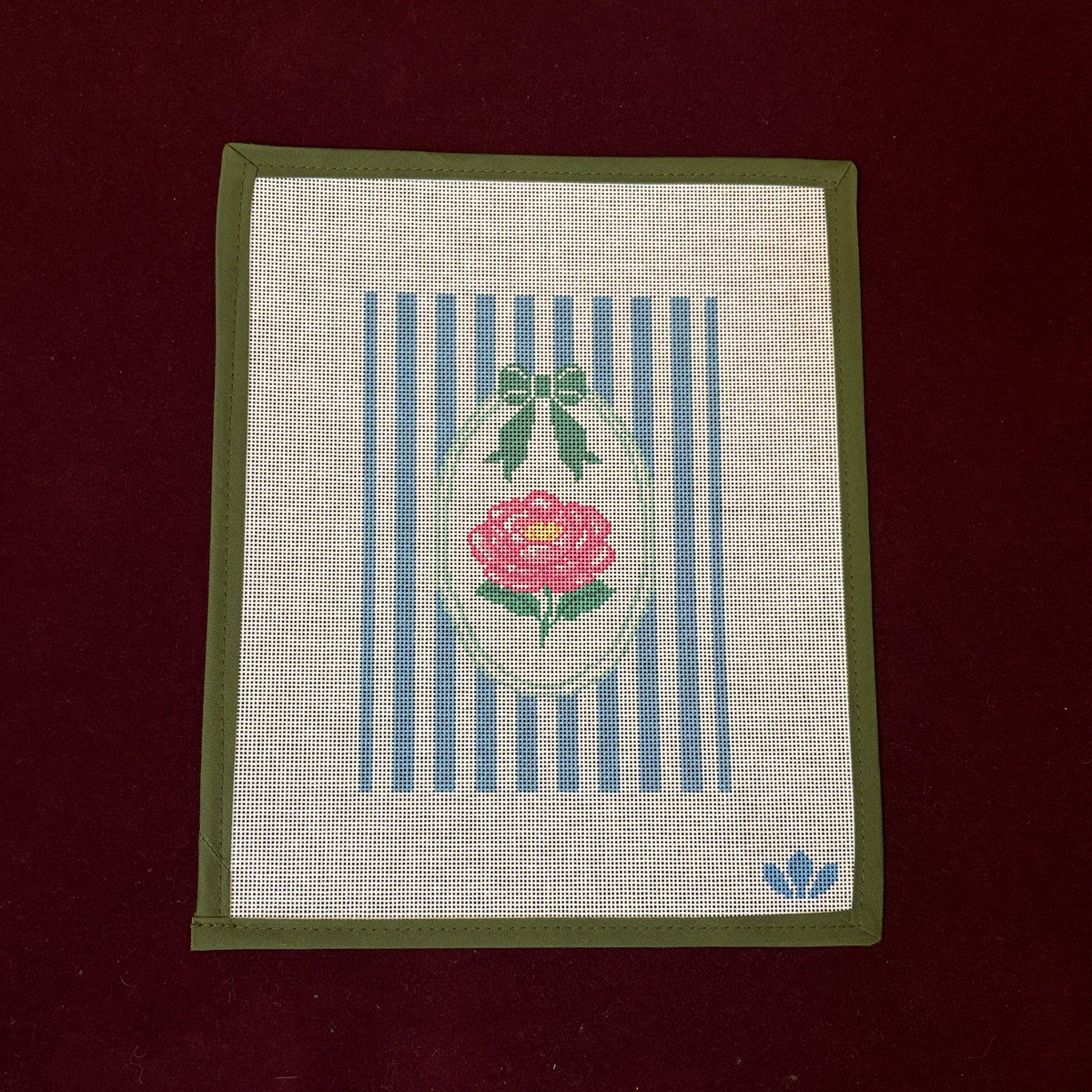Flower Stripes - Peony-Needlepoint Canvas-Three Petals Needlepoint-The Pepper Pot Barrington, IL