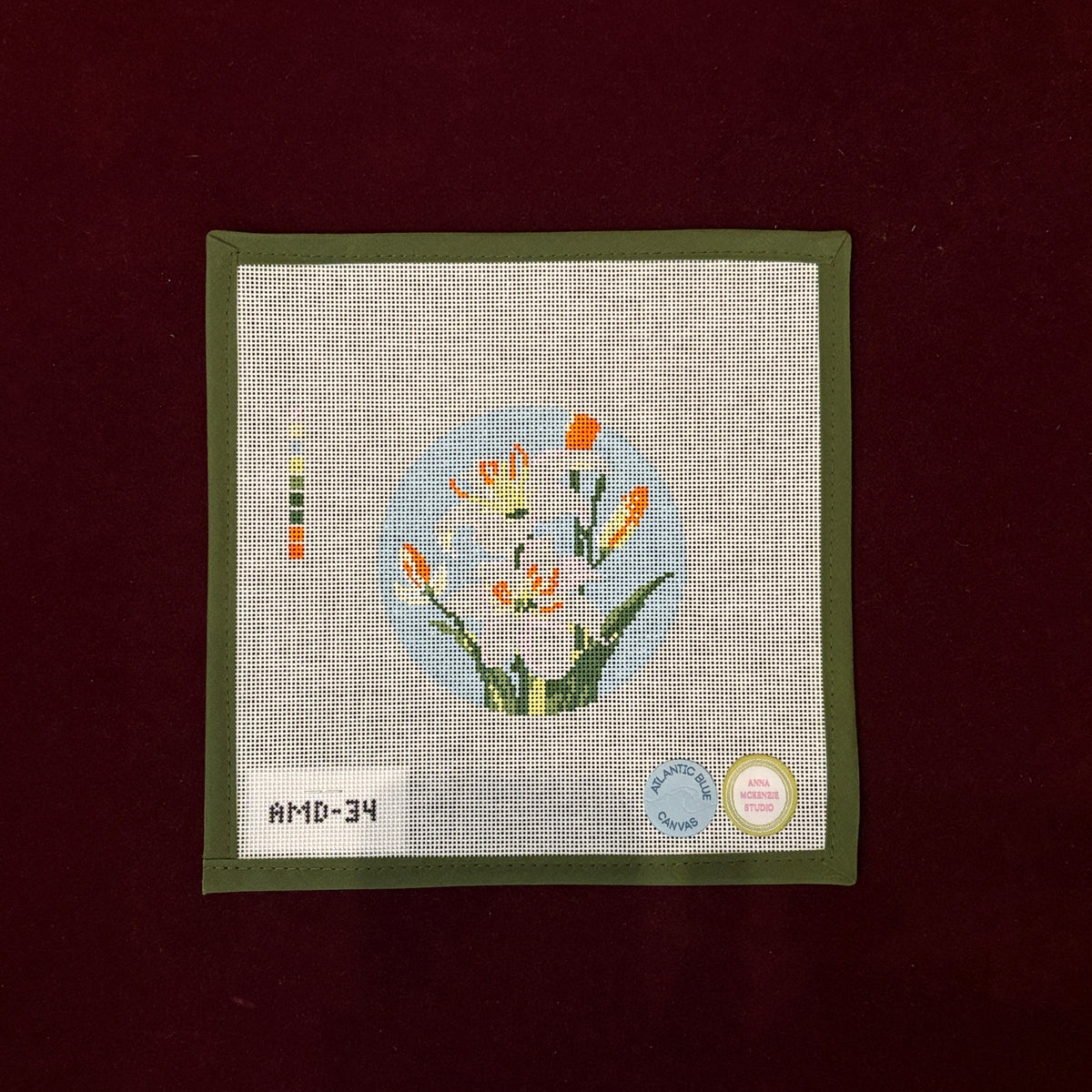 Flowers of the Bible: Lily of the Field-Needlepoint Canvas-Atlantic Blue Canvas-The Pepper Pot Barrington, IL