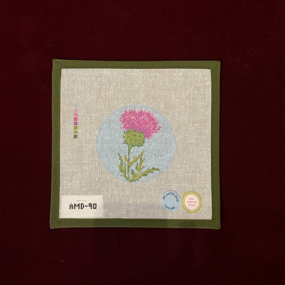 Flowers of the Bible: Thistle-Needlepoint Canvas-Atlantic Blue Canvas-The Pepper Pot Barrington, IL