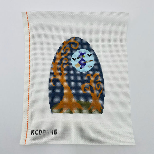 Flying Witch and Tree August Trunk Show-Needlepoint Canvas-KCN Designers-The Pepper Pot Barrington, IL