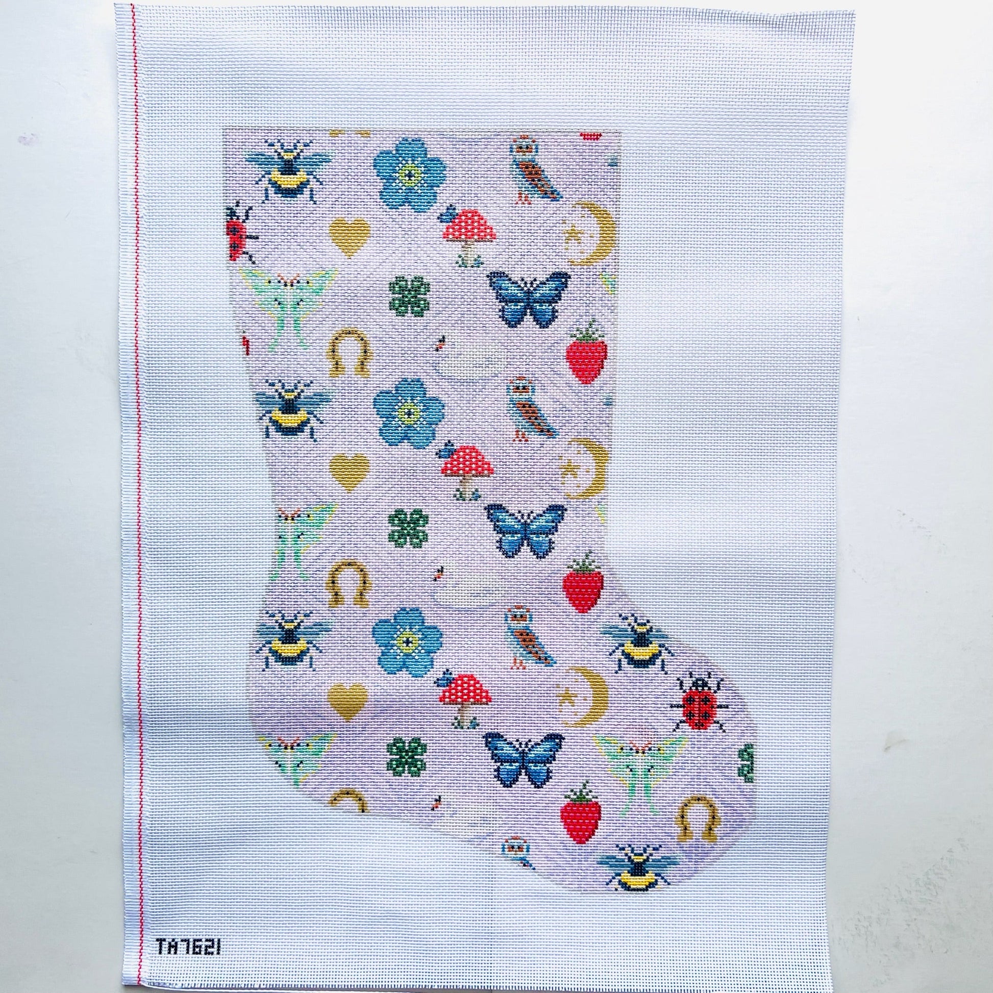 Folklore Stocking - Neutral August Trunk Show-Needlepoint Canvas-KCN Designers-The Pepper Pot Barrington, IL