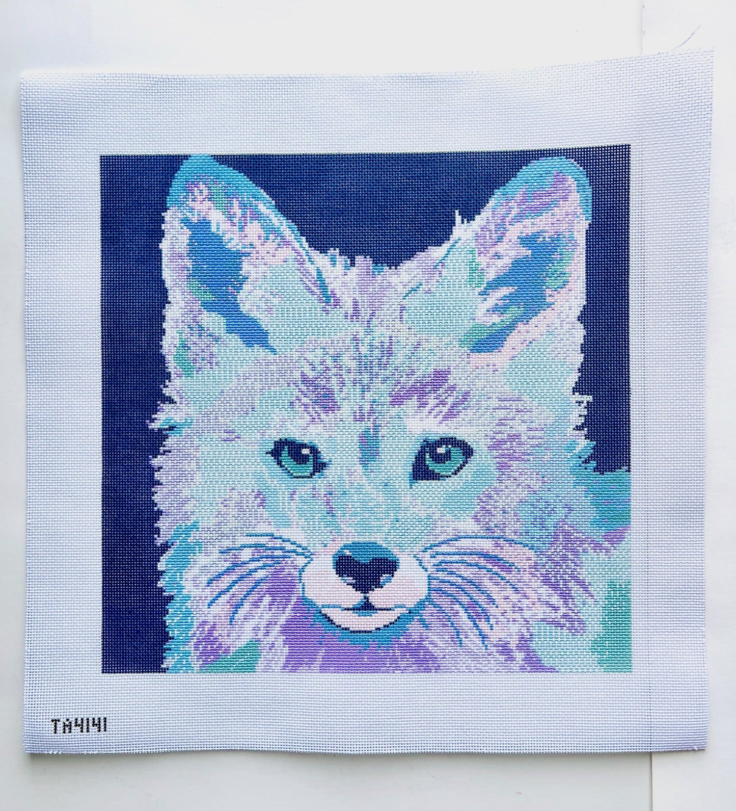 Fox on Blue Canvas August Trunk Show-Needlepoint Canvas-KCN Designers-The Pepper Pot Barrington, IL