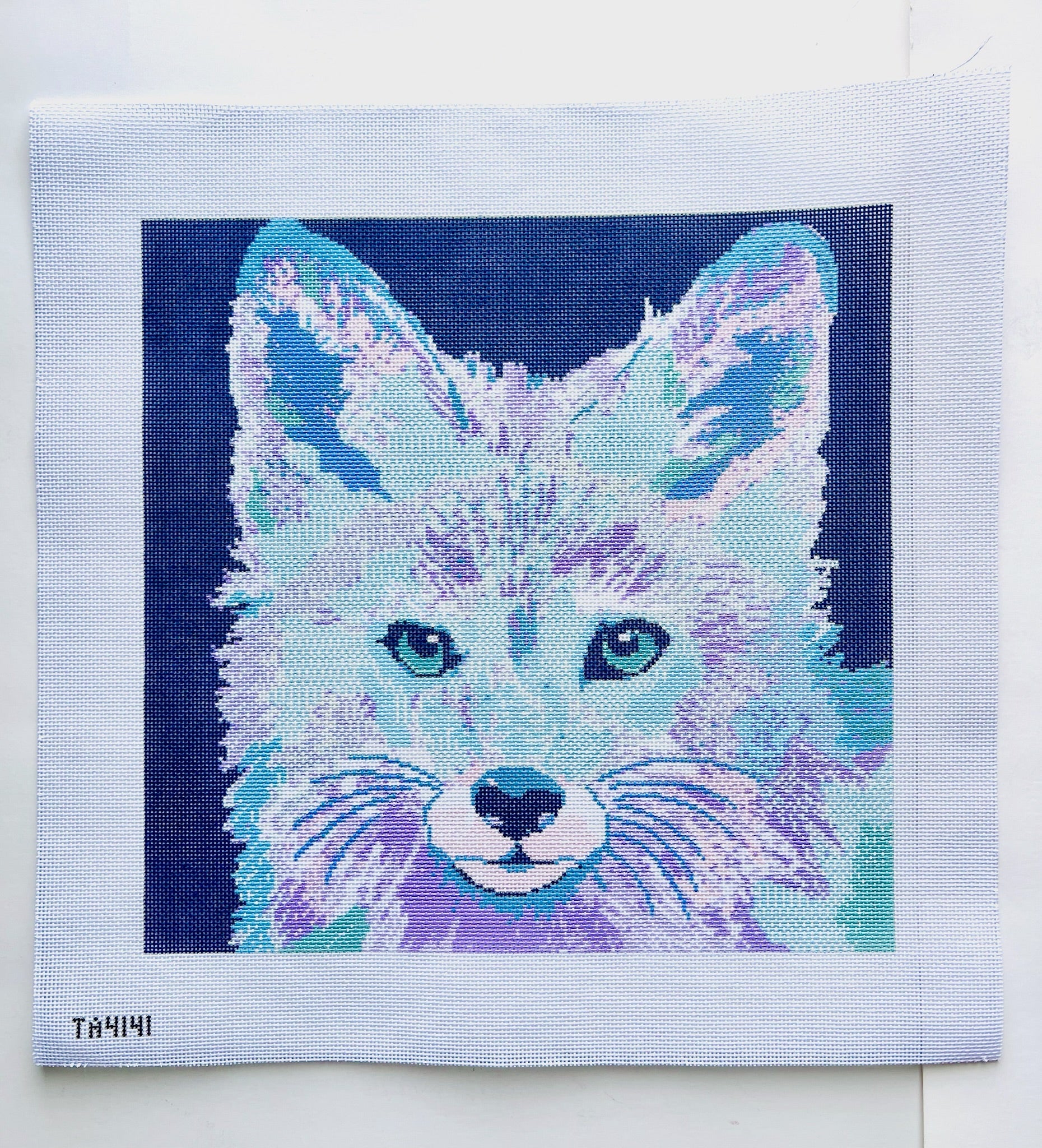 Fox on Blue Canvas August Trunk Show-Needlepoint Canvas-KCN Designers-The Pepper Pot Barrington, IL