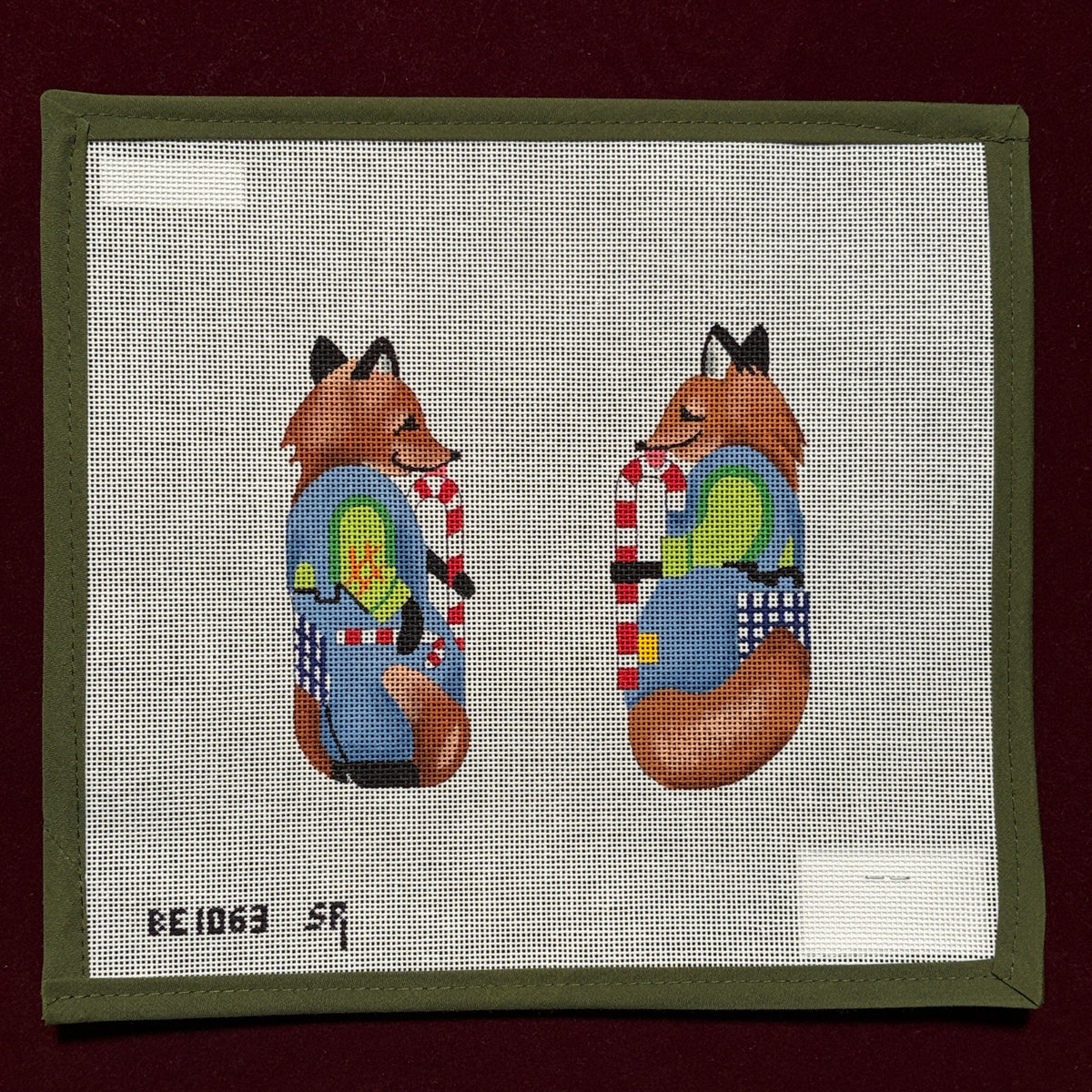 Fox With Candy Cane-Needlepoint Canvas-Susan Roberts Needlepoint-The Pepper Pot Barrington, IL