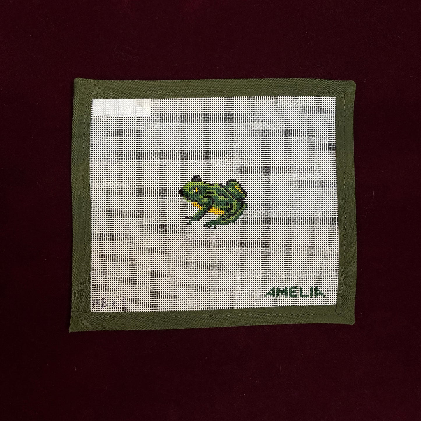 Frog Luggage Tag-Needlepoint Canvas-The Gingham Stitchery-The Pepper Pot Barrington, IL