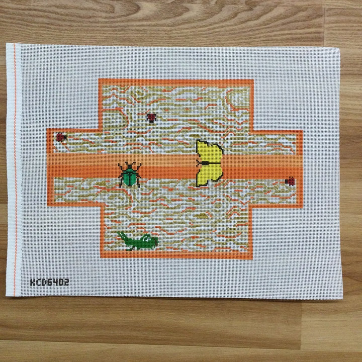 Garden Bugs on Mindy Brick Cover August Trunk Show-Needlepoint Canvas-KCN Designers-The Pepper Pot Barrington, IL